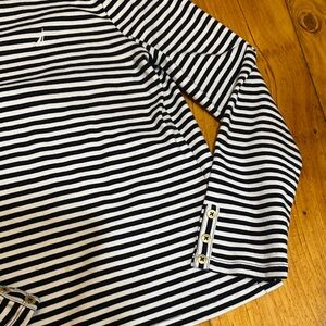 Nautica Black and White Striped Long Sleeve Tee
